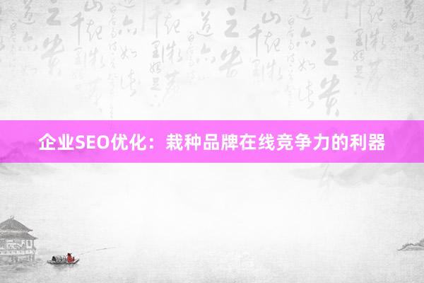 企业SEO优化：栽种品牌在线竞争力的利器