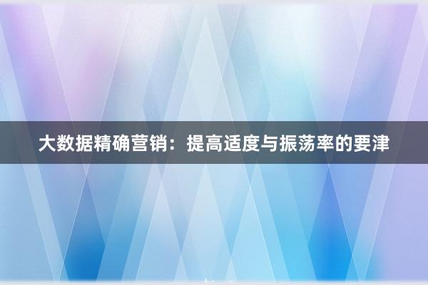 大数据精确营销：提高适度与振荡率的要津